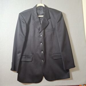Vanetti Blazer Men's 42R Blac Notch Lapel 4-Button Flap Pocket Casual Suit Coat